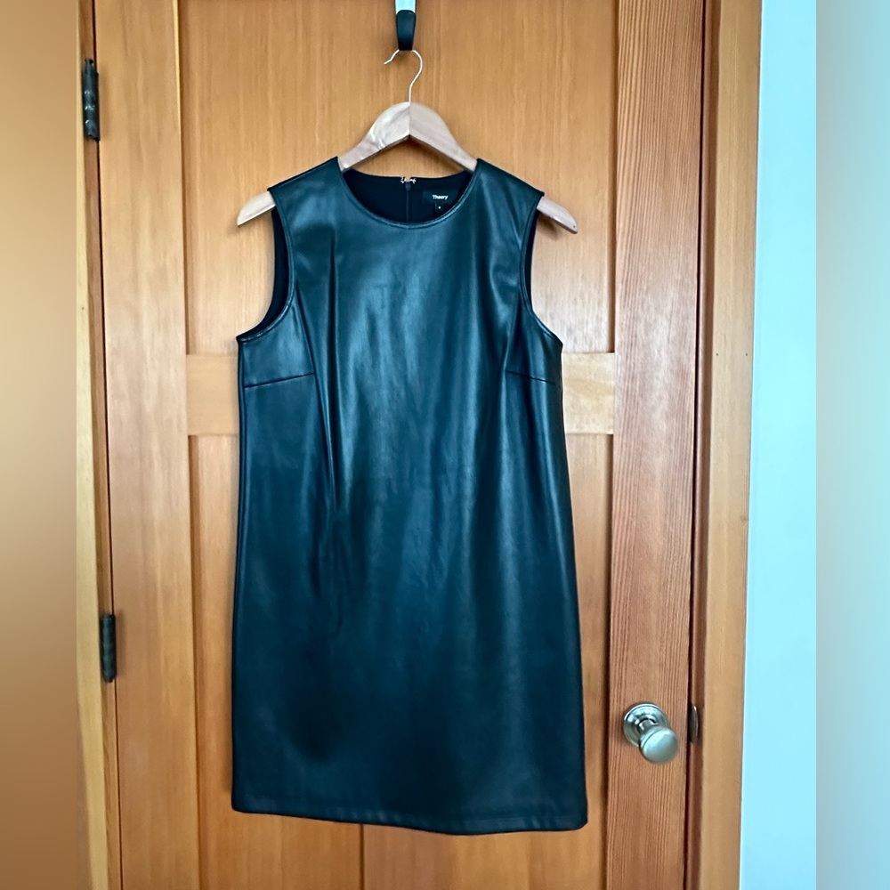 Theory Faux-Leather Shift Dress